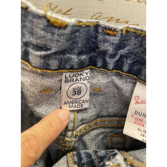 Lucky Brand Dungarees Jeans Mens 38 Blue Made in USA 100% Cotton Classic Fit - Picture 10 of 14